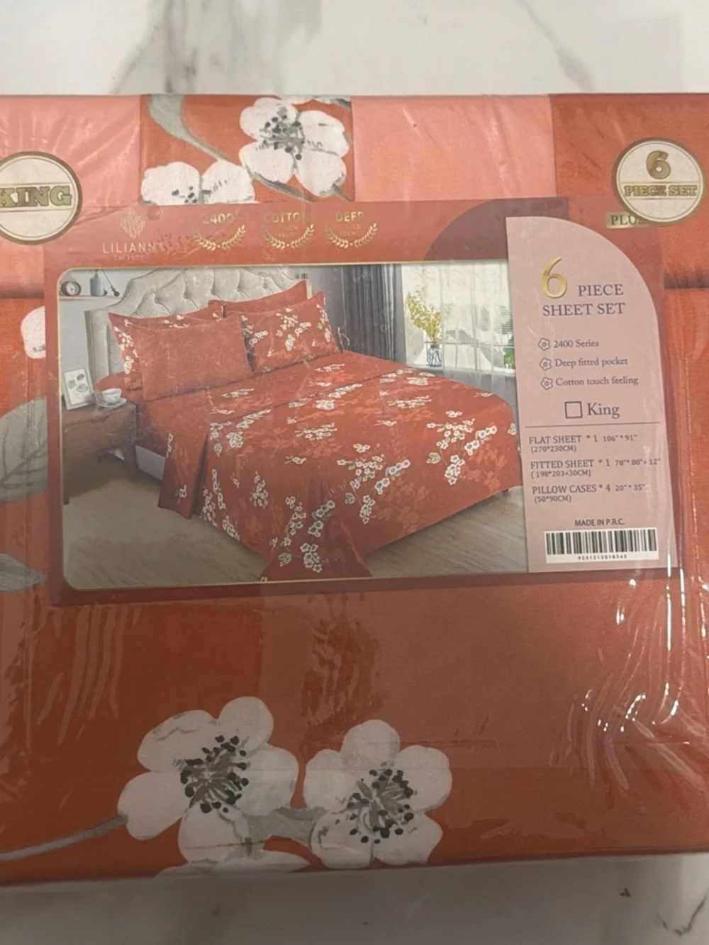 Floral King 6-Piece Sheet Set in Rust